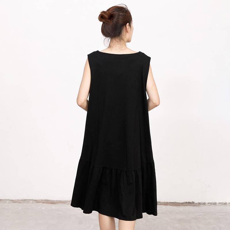 Summer Embroidery Sleeveless Loose Midi Dress