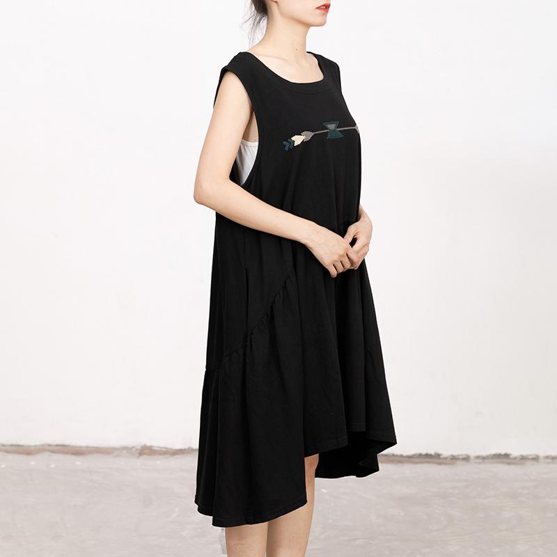 Summer Embroidery Sleeveless Loose Midi Dress