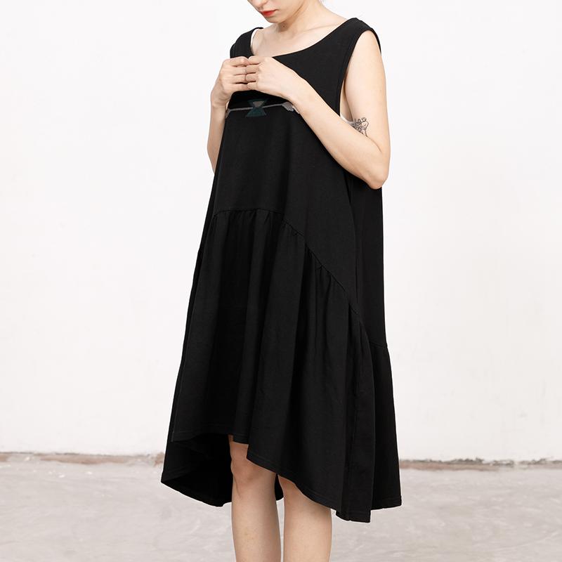 Summer Embroidery Sleeveless Loose Midi Dress