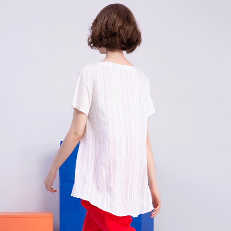 Summer Fashion Cotton Stiped Short Blouse