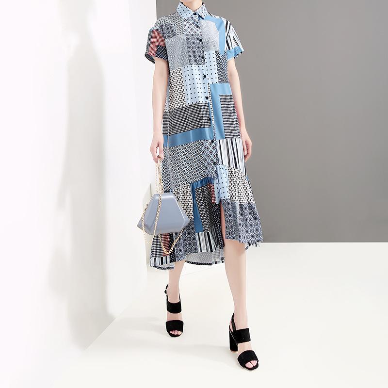 Summer Fashion Loose Printed Shirt Dress