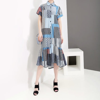 Summer Fashion Loose Printed Shirt Dress