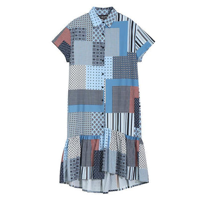 Summer Fashion Loose Printed Shirt Dress