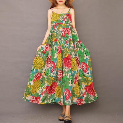 Summer Floral Printed Cool Suspender Dress