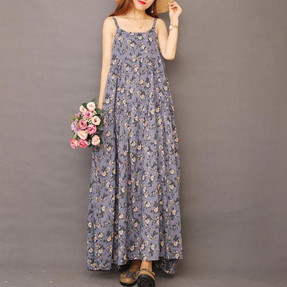 Summer Floral Printed Cool Suspender Dress