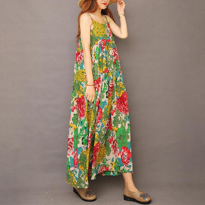 Summer Floral Printed Cool Suspender Dress