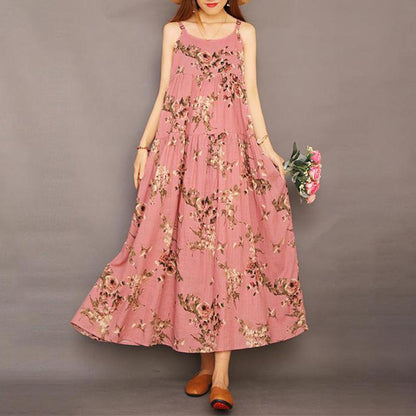 Summer Floral Printed Cool Suspender Dress