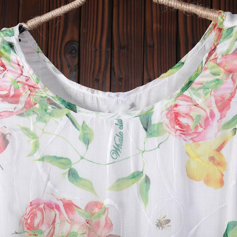Summer Floral Printing Casual Sleeveless Loose Dress