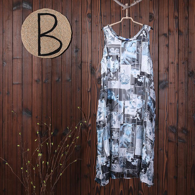 Summer Floral Printing Casual Sleeveless Loose Dress