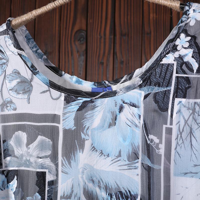 Summer Floral Printing Casual Sleeveless Loose Dress