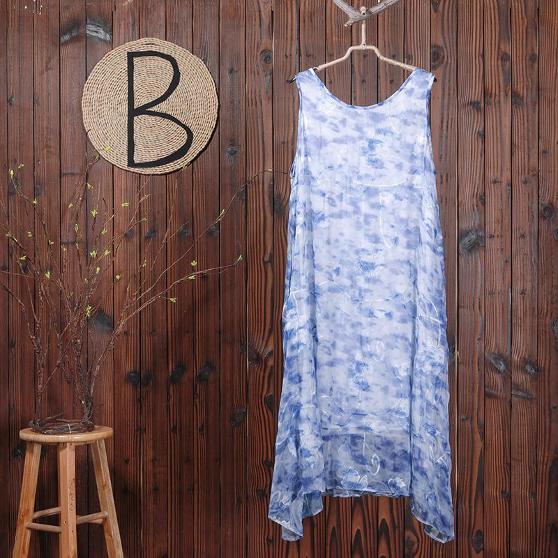 Summer Floral Printing Casual Sleeveless Loose Dress