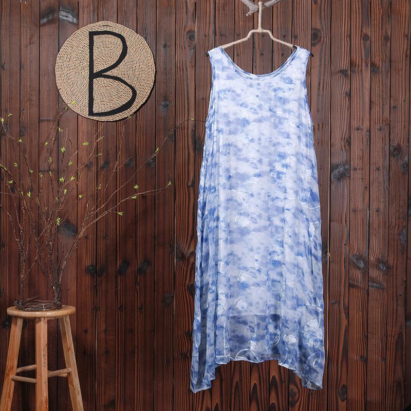 Summer Floral Printing Casual Sleeveless Loose Dress