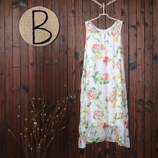Summer Floral Printing Casual Sleeveless Loose Dress