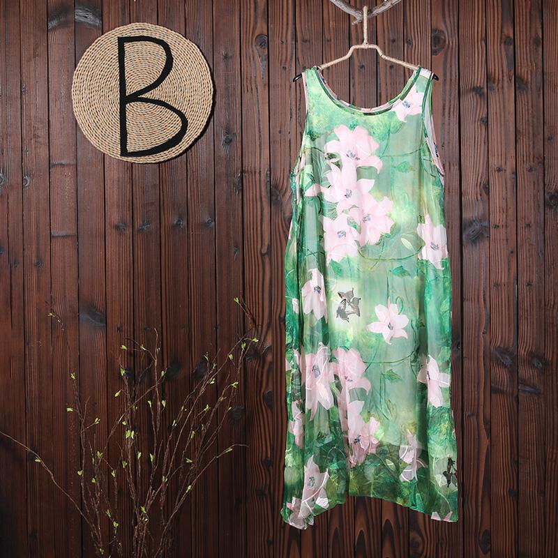 Summer Floral Printing Casual Sleeveless Loose Dress
