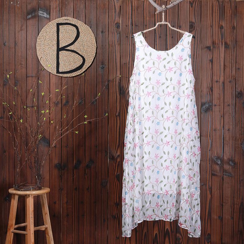 Summer Floral Printing Casual Sleeveless Loose Dress