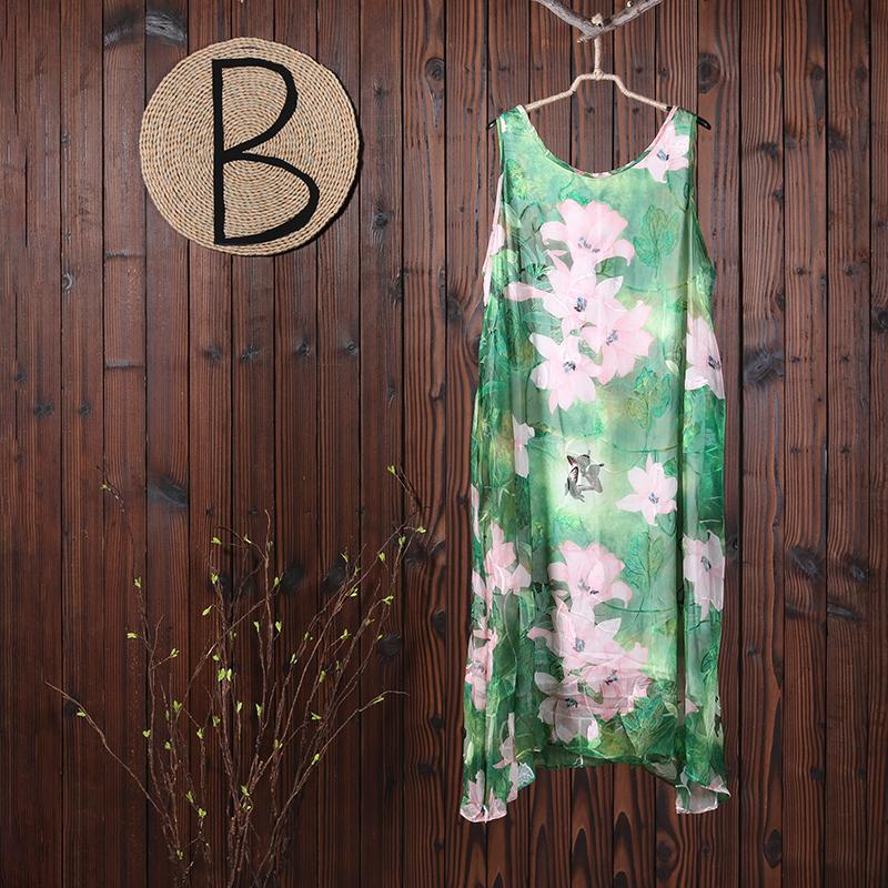 Summer Floral Printing Casual Sleeveless Loose Dress