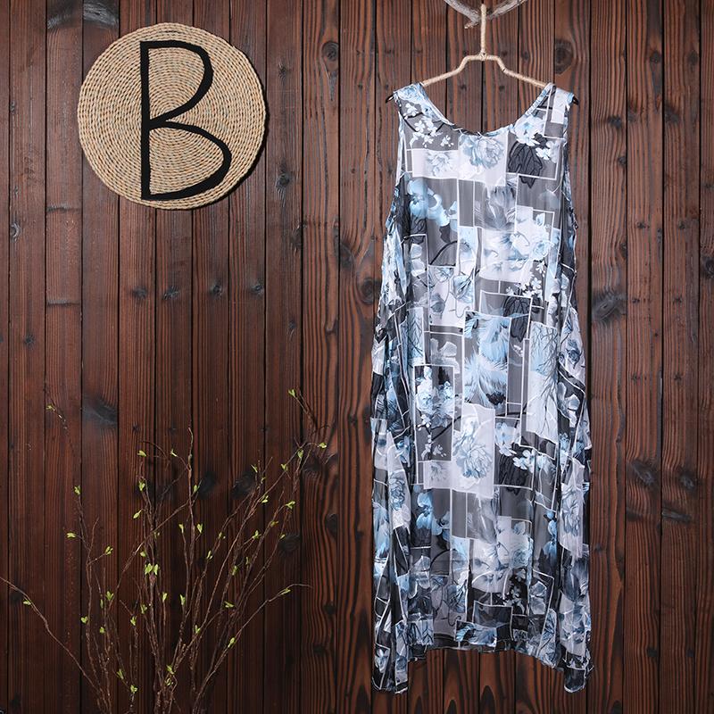Summer Floral Printing Casual Sleeveless Loose Dress
