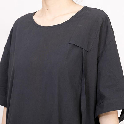 Summer High-low Hem Black Short Sleeve Lacing Dress
