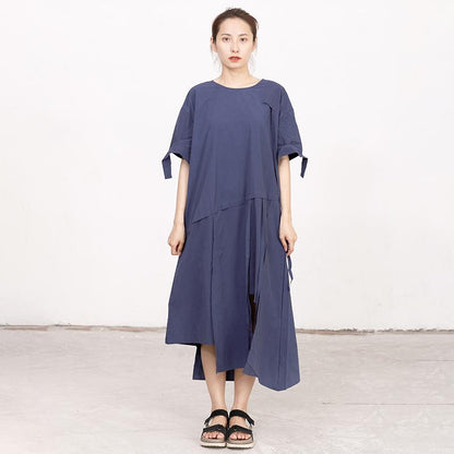 Summer High-low Hem Short Sleeve Lacing Dress