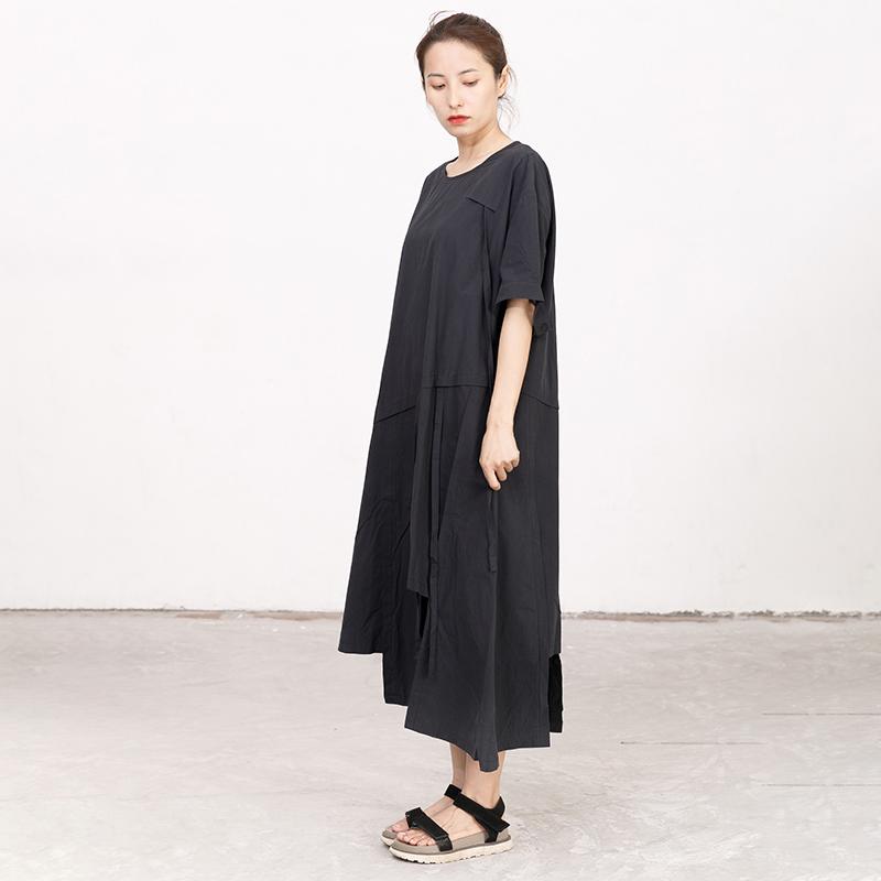 Summer High-low Hem Short Sleeve Lacing Dress