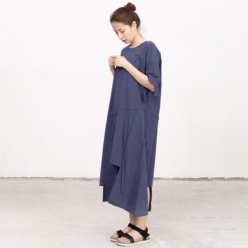 Summer High-low Hem Short Sleeve Lacing Dress