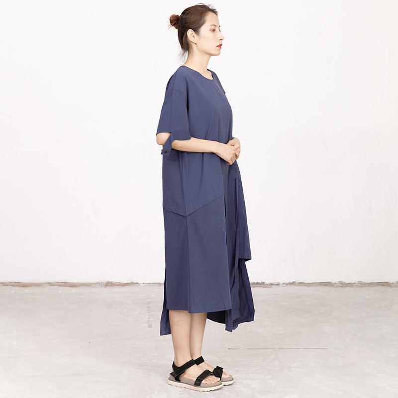 Summer High-low Hem Short Sleeve Lacing Dress