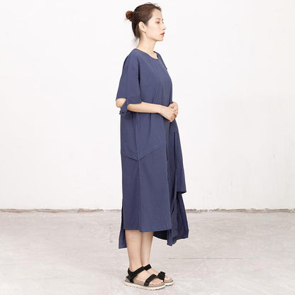 Summer High-low Hem Short Sleeve Lacing Dress