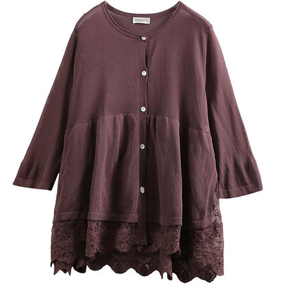 Summer Hollow Out Embroidery Spliced Vintage Blouse