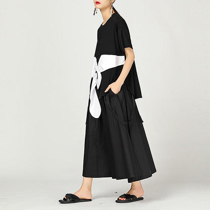 Summer Irregular Cotton Blouse With Bow
