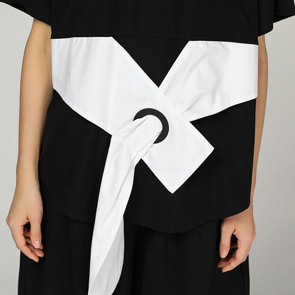Summer Irregular Cotton Blouse With Bow