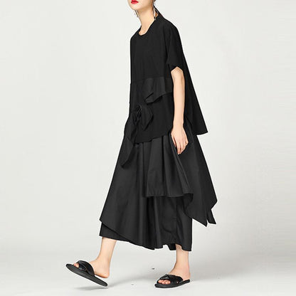 Summer Irregular Cotton Blouse With Bow