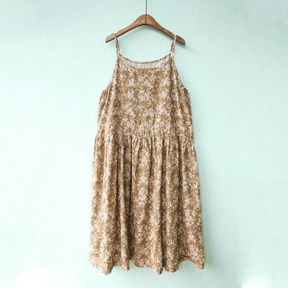 Summer O-Neck Sleeveless Floral Printed Slip Dress