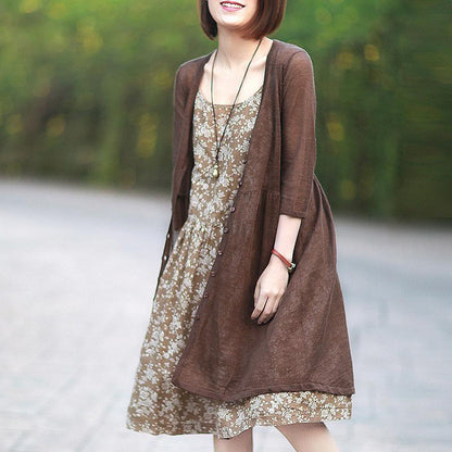 Summer O-Neck Sleeveless Floral Printed Slip Dress