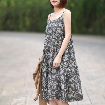 Summer O-Neck Sleeveless Floral Printed Slip Dress