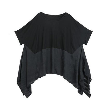 Summer Patchwork Batwing Sleeve Casual Blouse