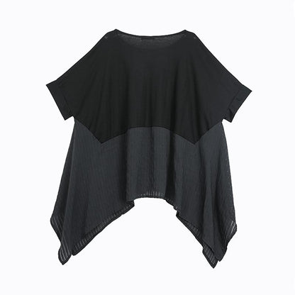 Summer Patchwork Batwing Sleeve Casual Blouse