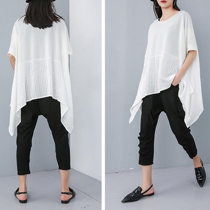 Summer Patchwork Batwing Sleeve Casual Blouse