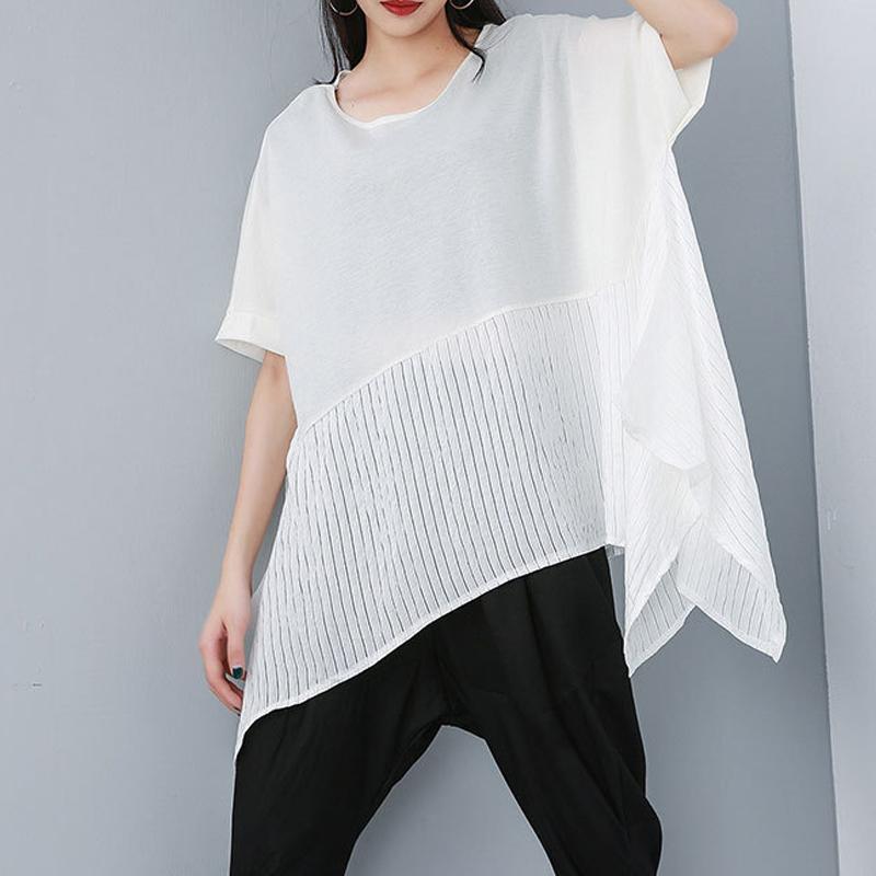 Summer Patchwork Batwing Sleeve Casual Blouse