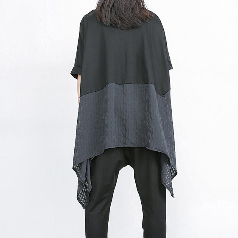 Summer Patchwork Batwing Sleeve Casual Blouse