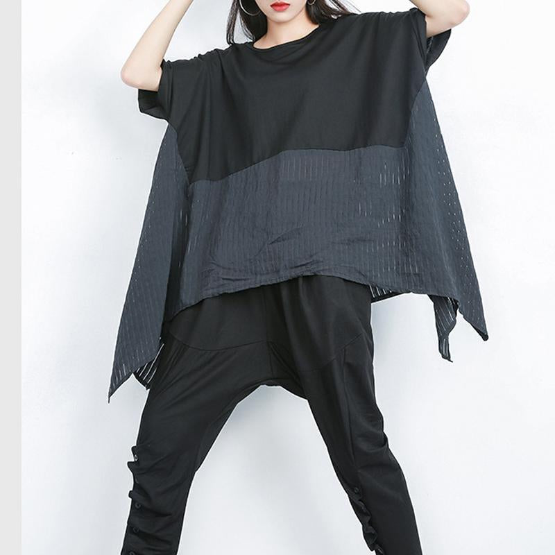 Summer Patchwork Batwing Sleeve Casual Blouse