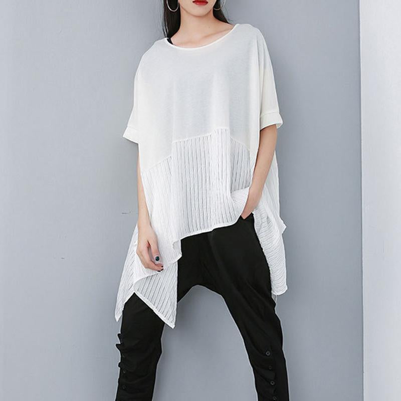 Summer Patchwork Batwing Sleeve Casual Blouse