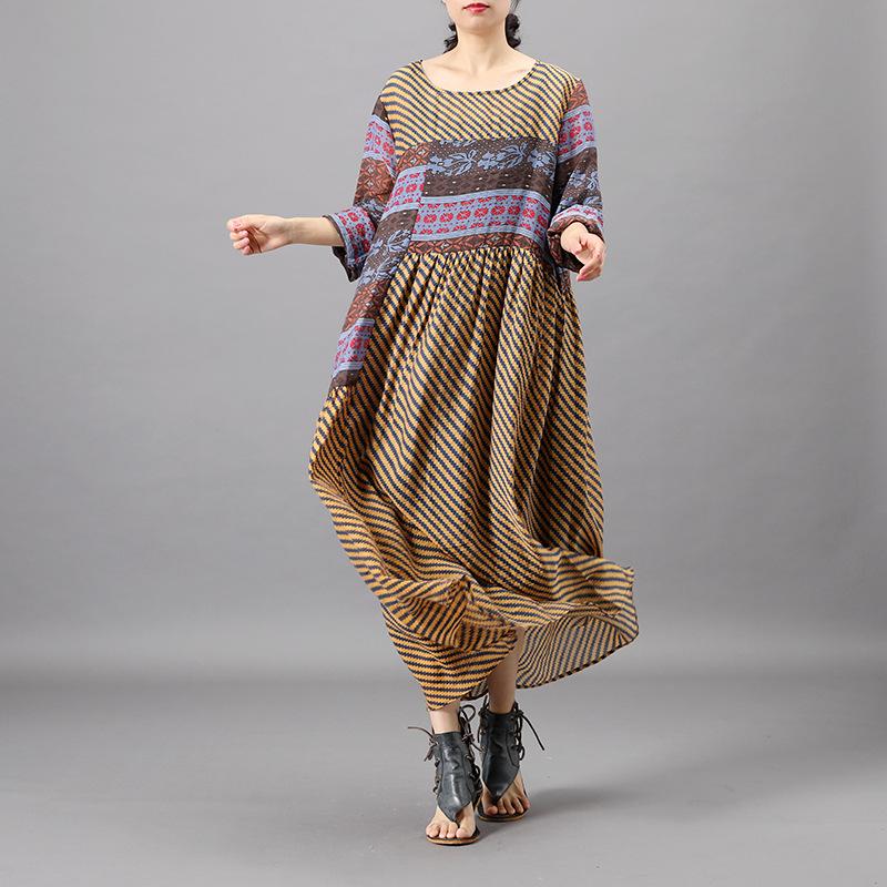 Summer Patchwork Irregular Printed Loose Dress