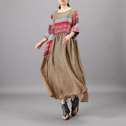 Summer Patchwork Irregular Printed Loose Dress