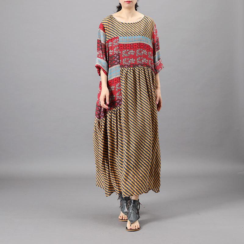 Summer Patchwork Irregular Printed Loose Dress