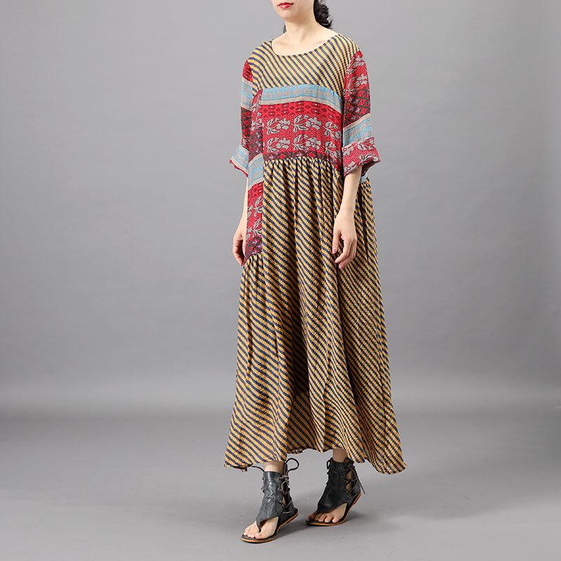 Summer Patchwork Irregular Printed Loose Dress