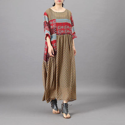 Summer Patchwork Irregular Printed Loose Dress