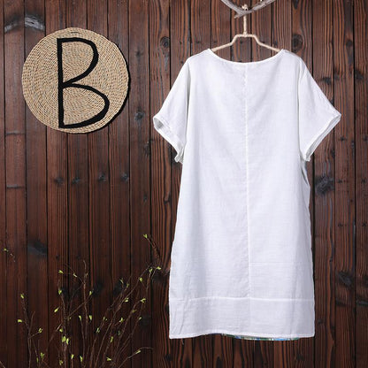 Summer Printing Loose Short Sleeve Women Dress
