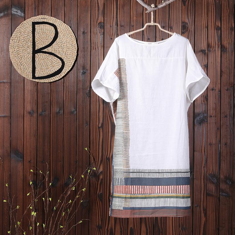 Summer Printing Loose Short Sleeve Women Dress