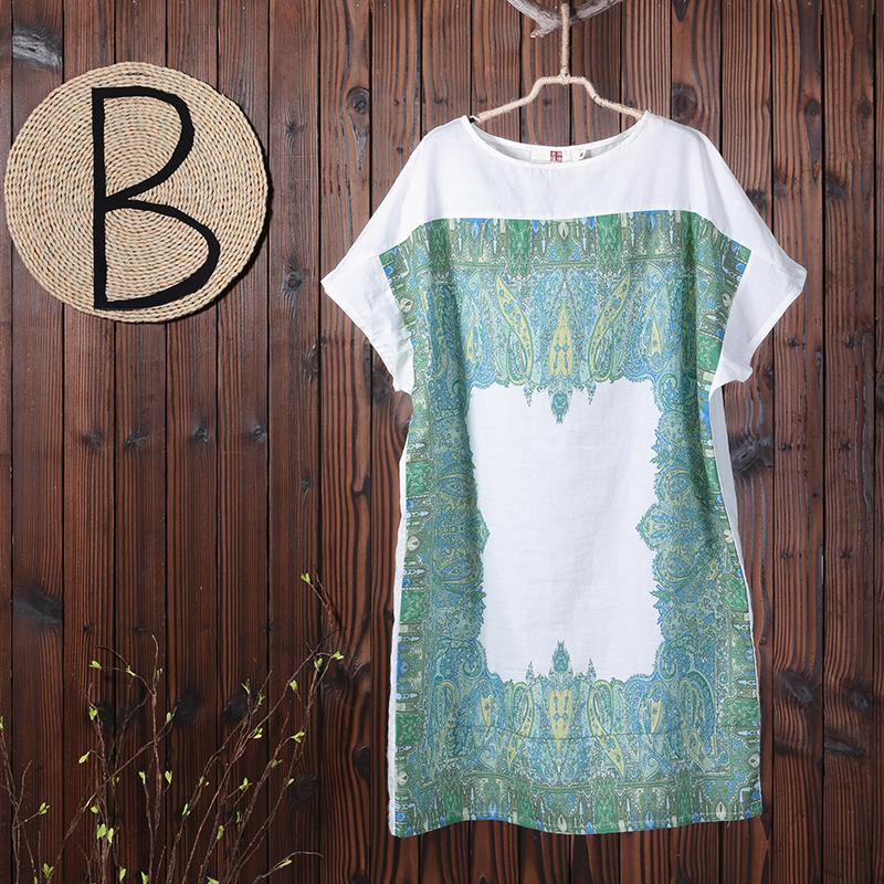 Summer Printing Loose Short Sleeve Women Dress