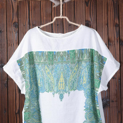 Summer Printing Loose Short Sleeve Women Dress